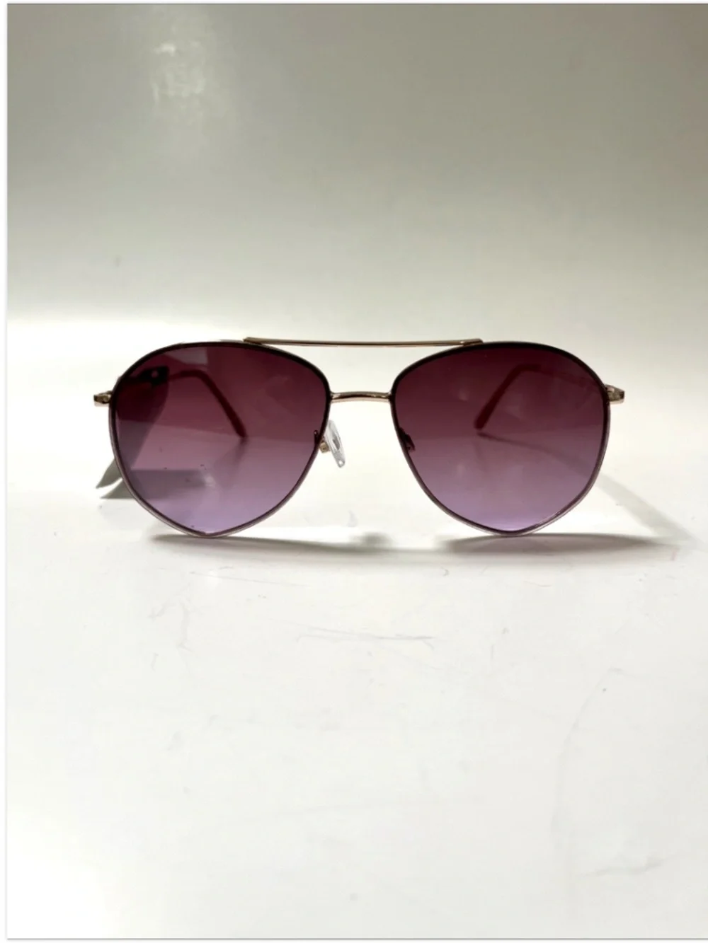 New STEVE MADDEN Double Bridge Aviator Sunglasses Gold Metal Frame Pink Lens